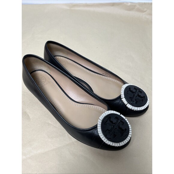 TORY BURCH Black Chelsea Leather Ballet Flats Shoes Womens Sz 6 M‎ Original Box - Picture 3 of 15